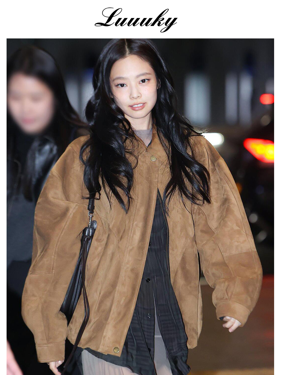 스웨이드 자켓 블루종 제니자켓 브라운 고퀄리티 루즈핏 이미지 6