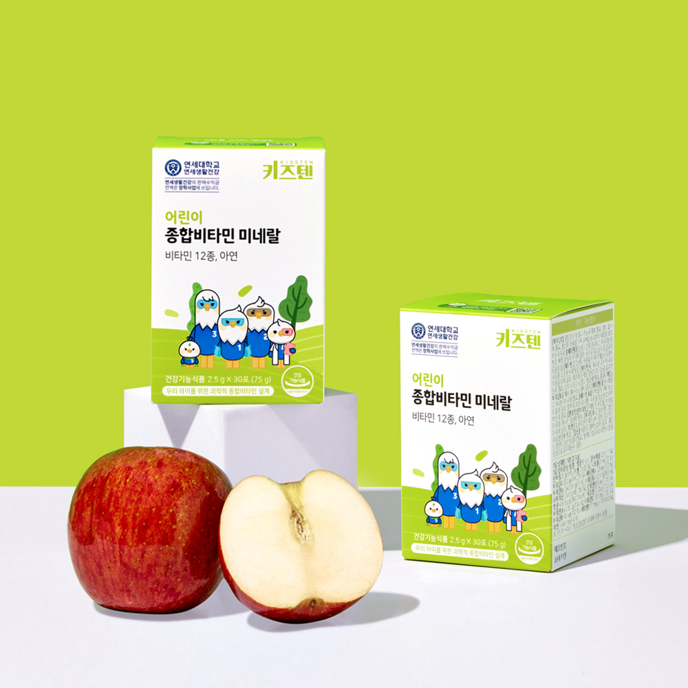 연세 키즈텐 어린이 유아 종합비타민 미네랄 초등학생 멀티비타민 아연 엽산 30포, 4개