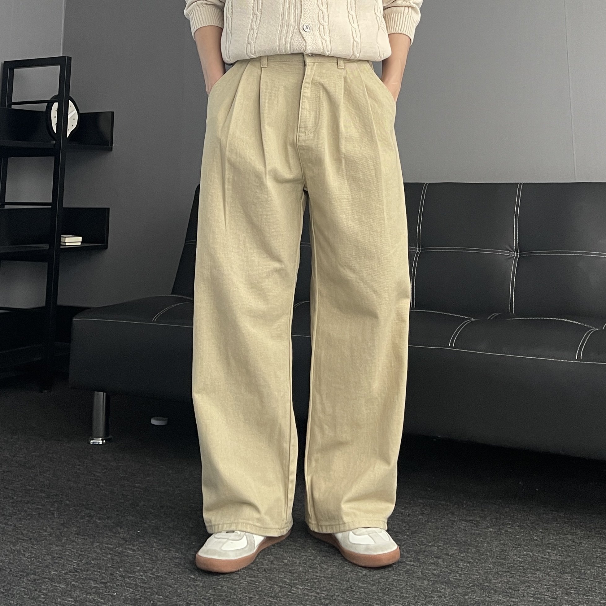 치노팬츠 백바지 남자와이드팬츠 남자흰바지 - 상세 이미지 5