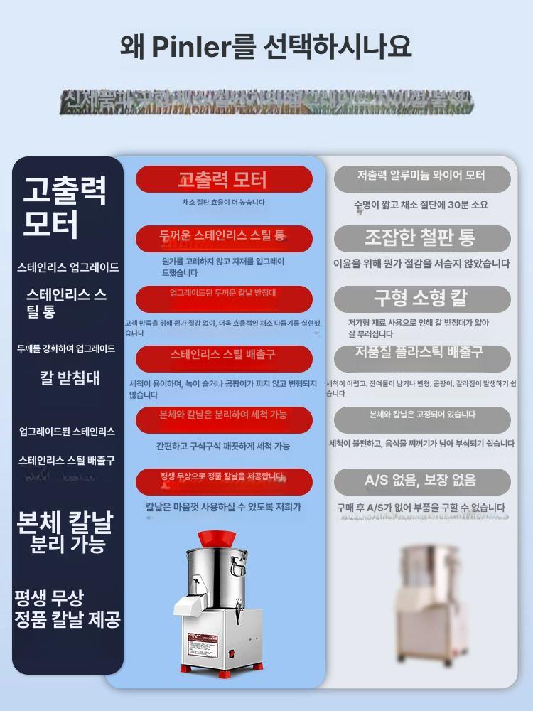 자동야채다지기 업소용 채소 슬라이서 다지는 양념 야채다지기 생강 채칼 220형-절단형 3잎직선칼날 - 상세 이미지 3