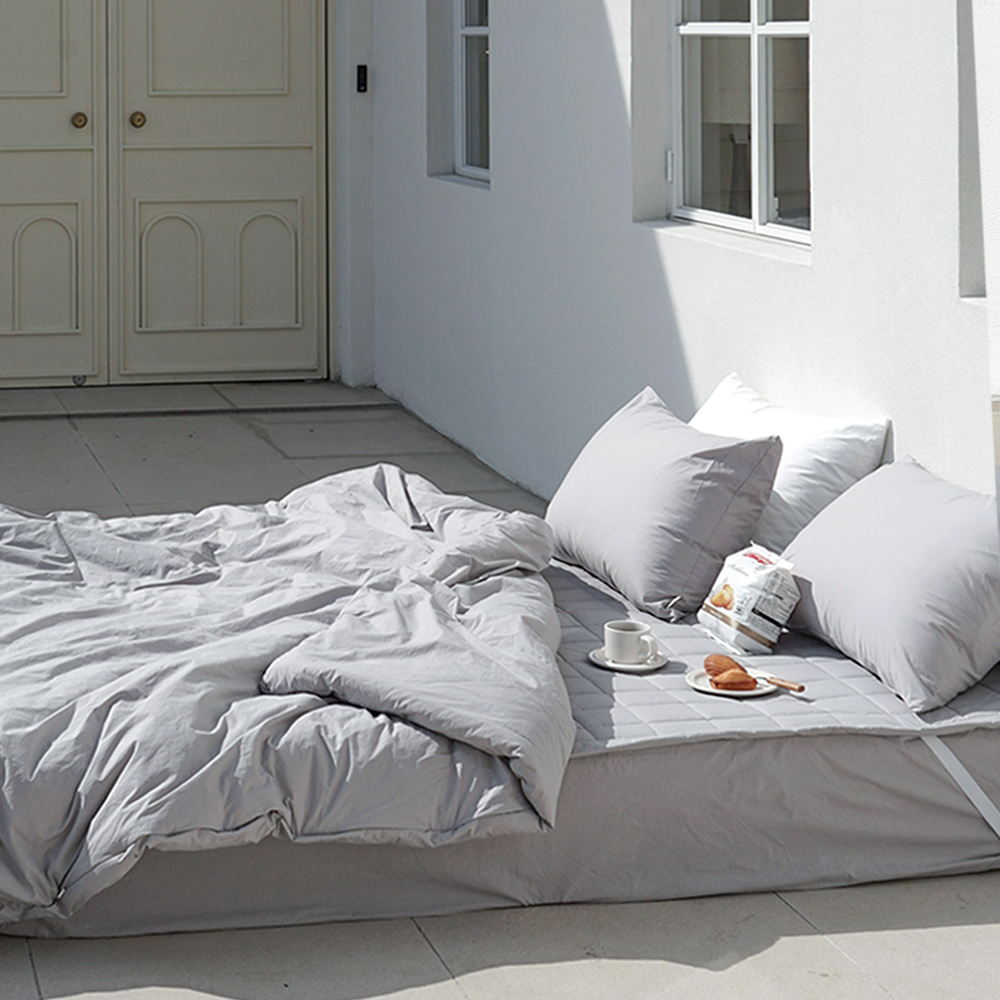 허쉬 60수 고밀도 바이오워싱 순면 옥수수솜 무봉제 차렵이불 애쉬그레이, Q(퀸)