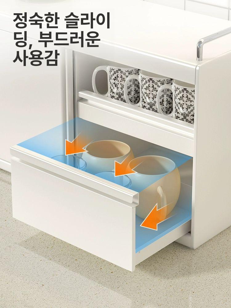 철제 싱크대위수납장 커피머신선반 슬라이딩 서랍형 싱크대위 미니찬장 양서랍 아이보리화이트-컵 수납장 A형 60cm - 상세 이미지 5