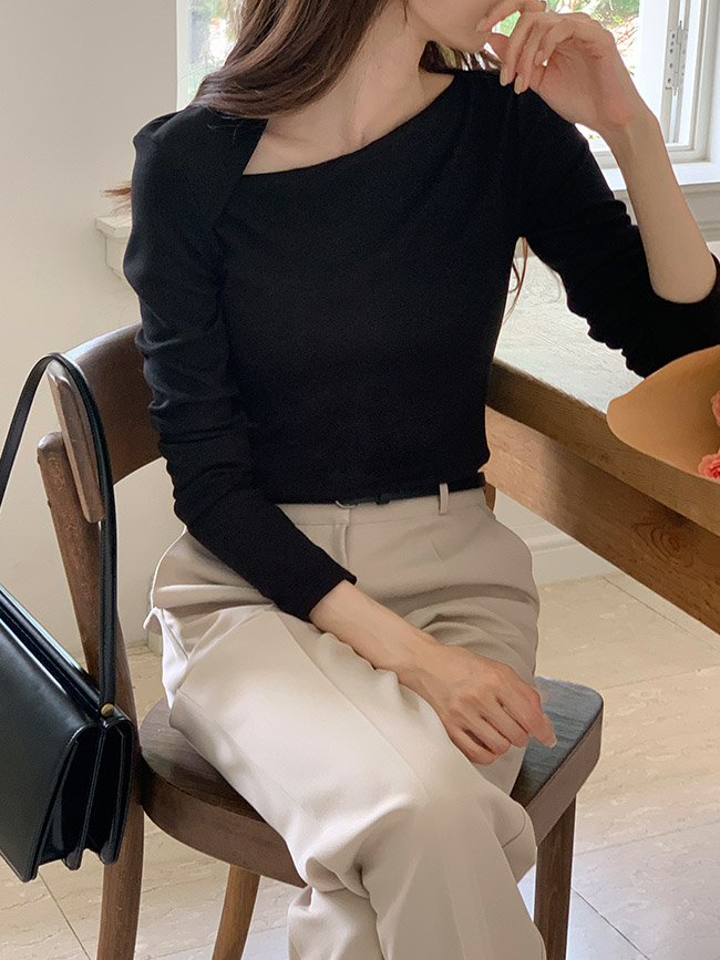 언발 사선 볼레로 긴팔 티셔츠 ts4711 - 상세 이미지 4