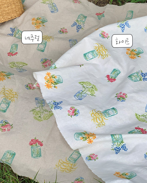 더블유패브릭 큰가든 워싱처리 15수 대폭 린넨천 원단 앞치마 커튼 소품 천가게 - 상세 이미지 2