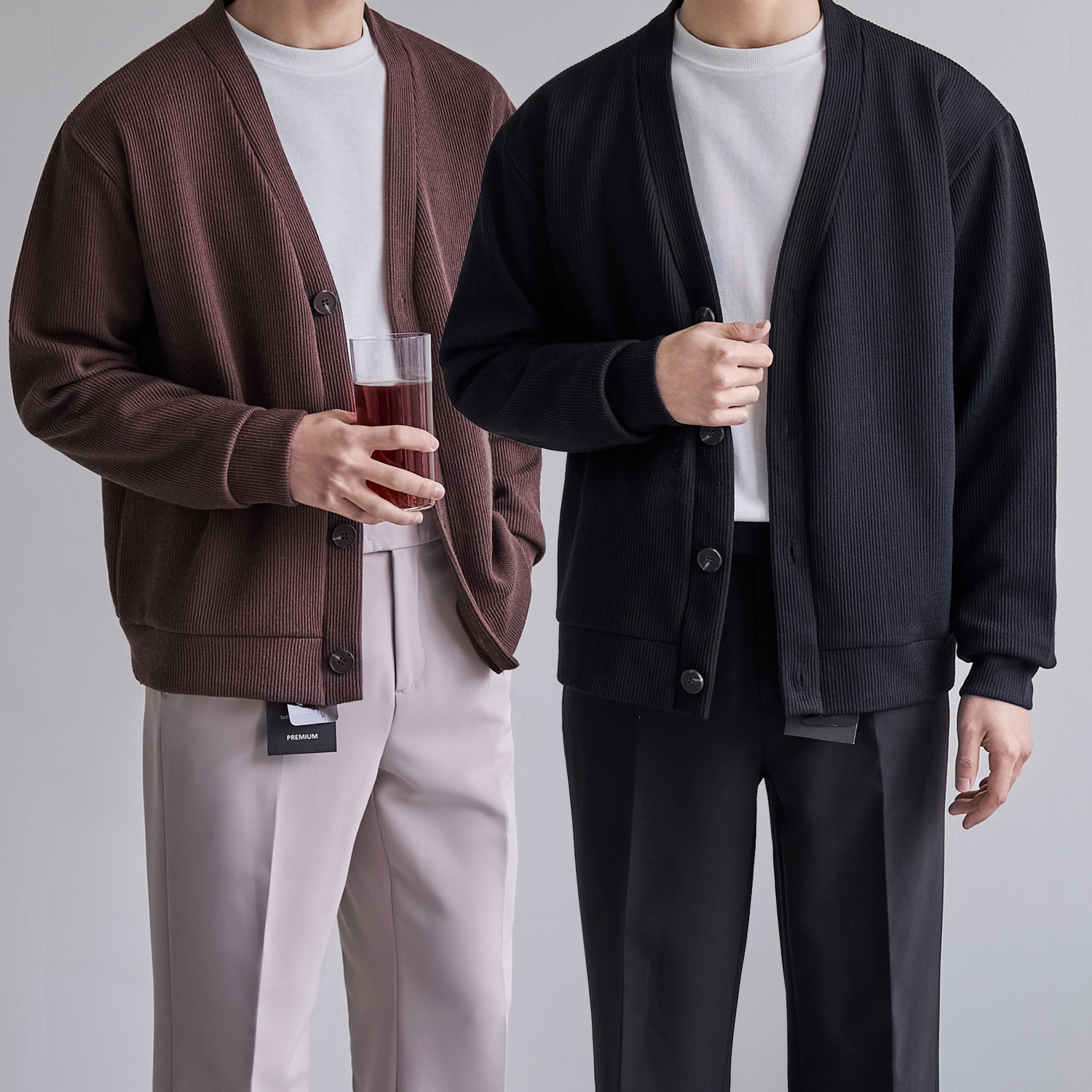 1+1 남자오버핏가디건 남자봄가디건 - 상품 이미지