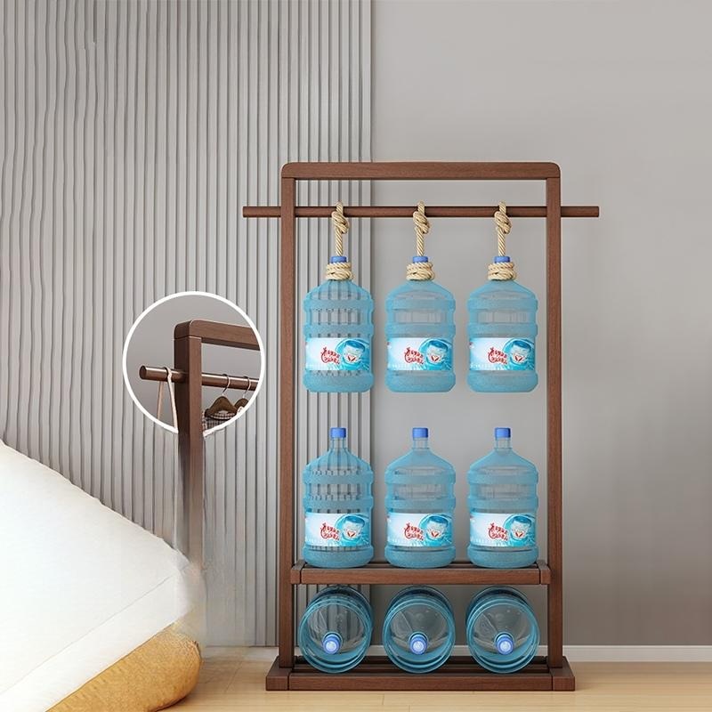 원목 행거 스탠드 랙 이동식 미니 원룸 코너 틈새 옷걸이 나무 드레스룸 옷장 월넛 65cm - 상세 이미지 4