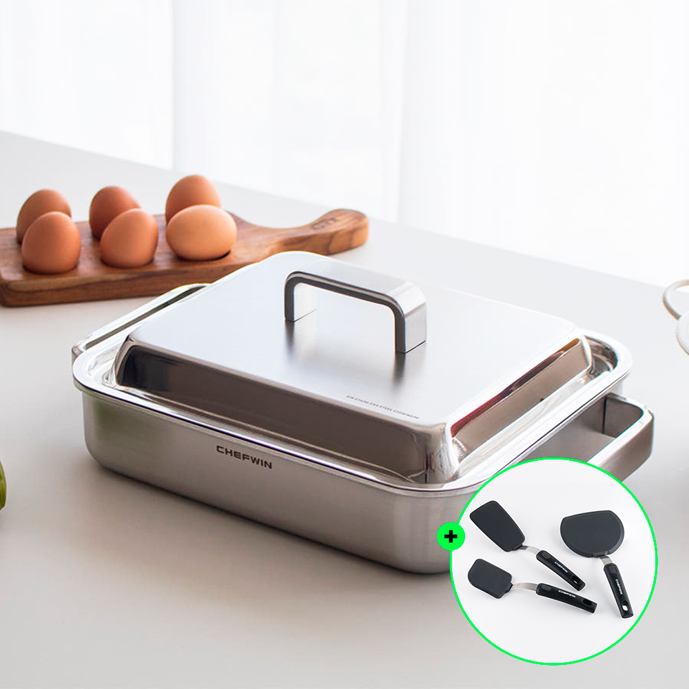 쉐프윈 통5중 316Ti 티타늄 스텐 사각그리들팬 샤브샤브냄비 조개찜 오뎅탕 전골냄비