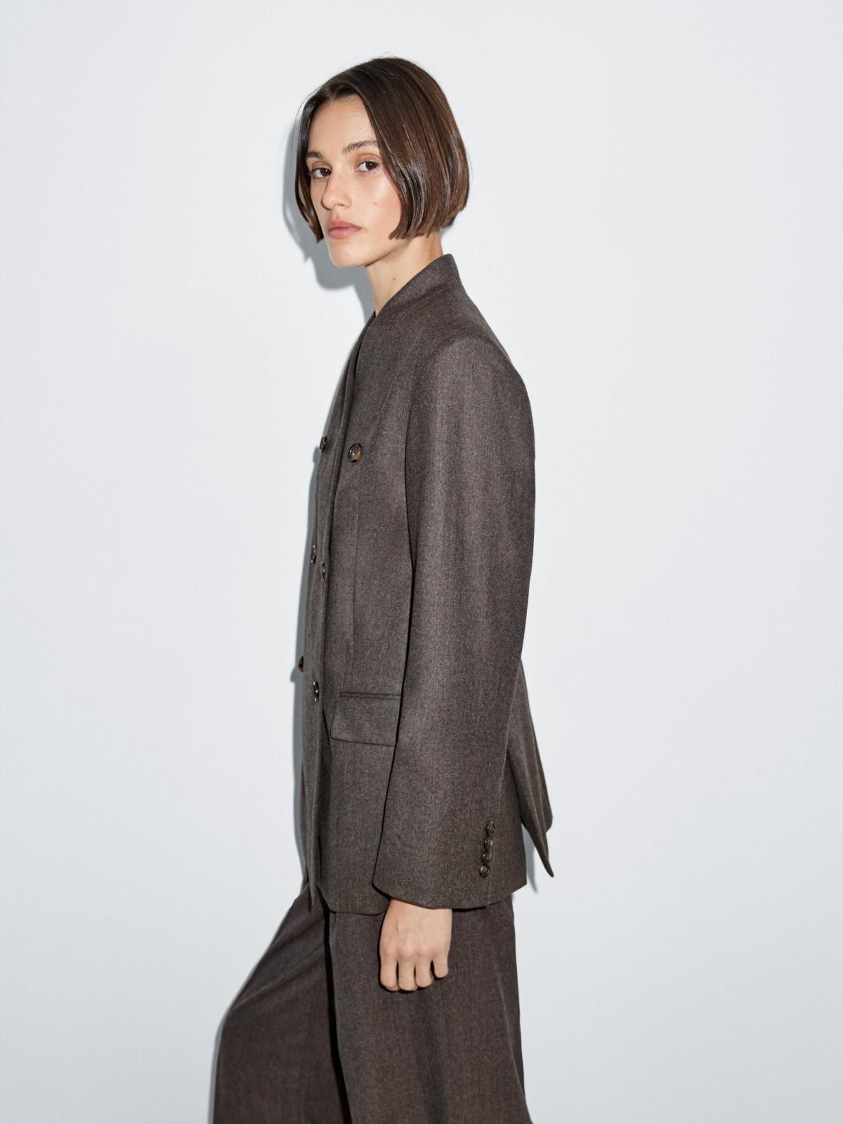 마시모두띠 100 울 멜란지 더블브레스트 블레이저 6050/863 BROWN - 상세 이미지 5