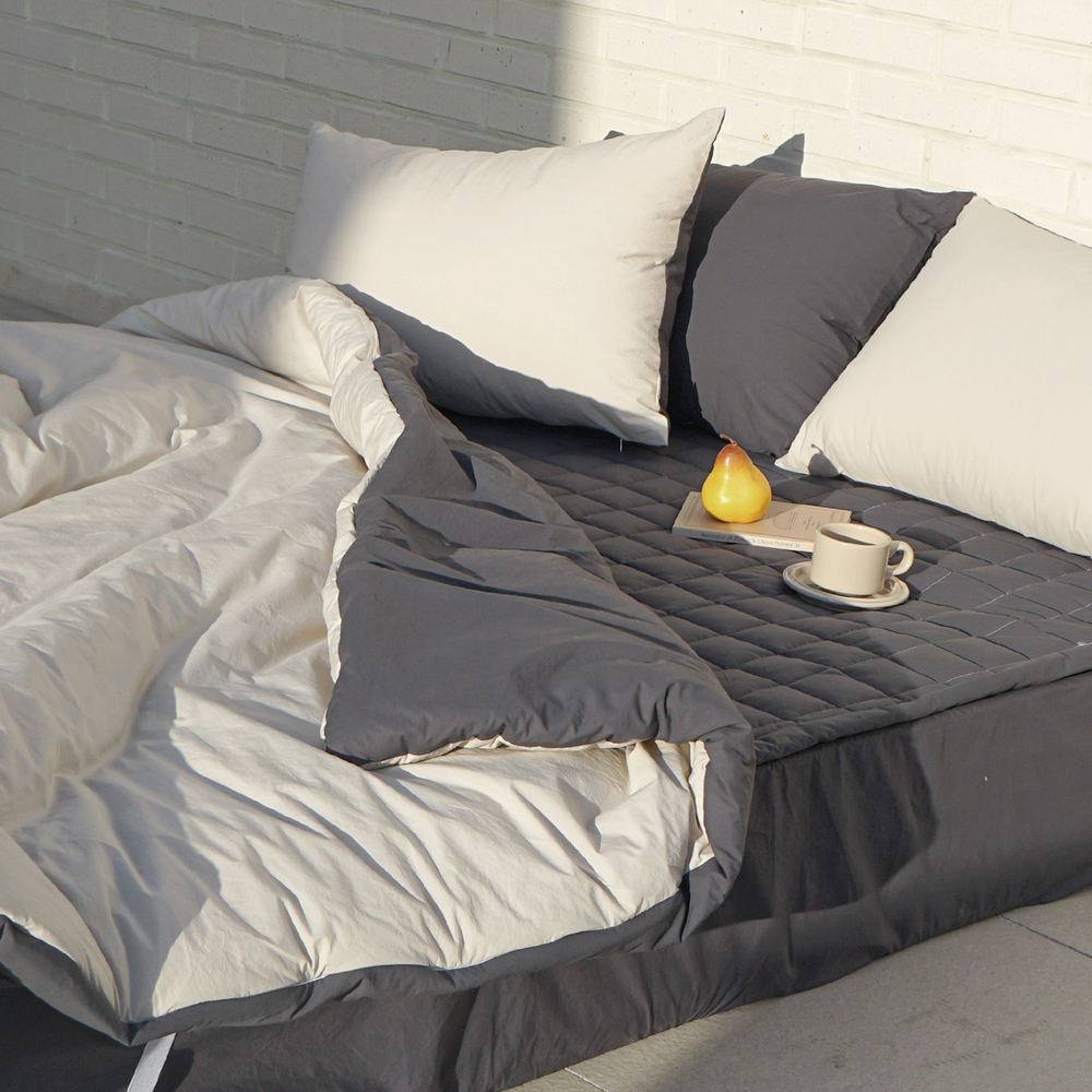 허쉬 60수 고밀도 바이오워싱 순면 옥수수솜 무봉제 차렵이불 밀라노 베이지, Q(퀸)