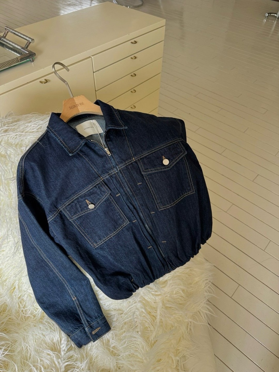 살롱드매그 생지 데님 자켓 루즈핏 집업 청재킷 가을 아우터