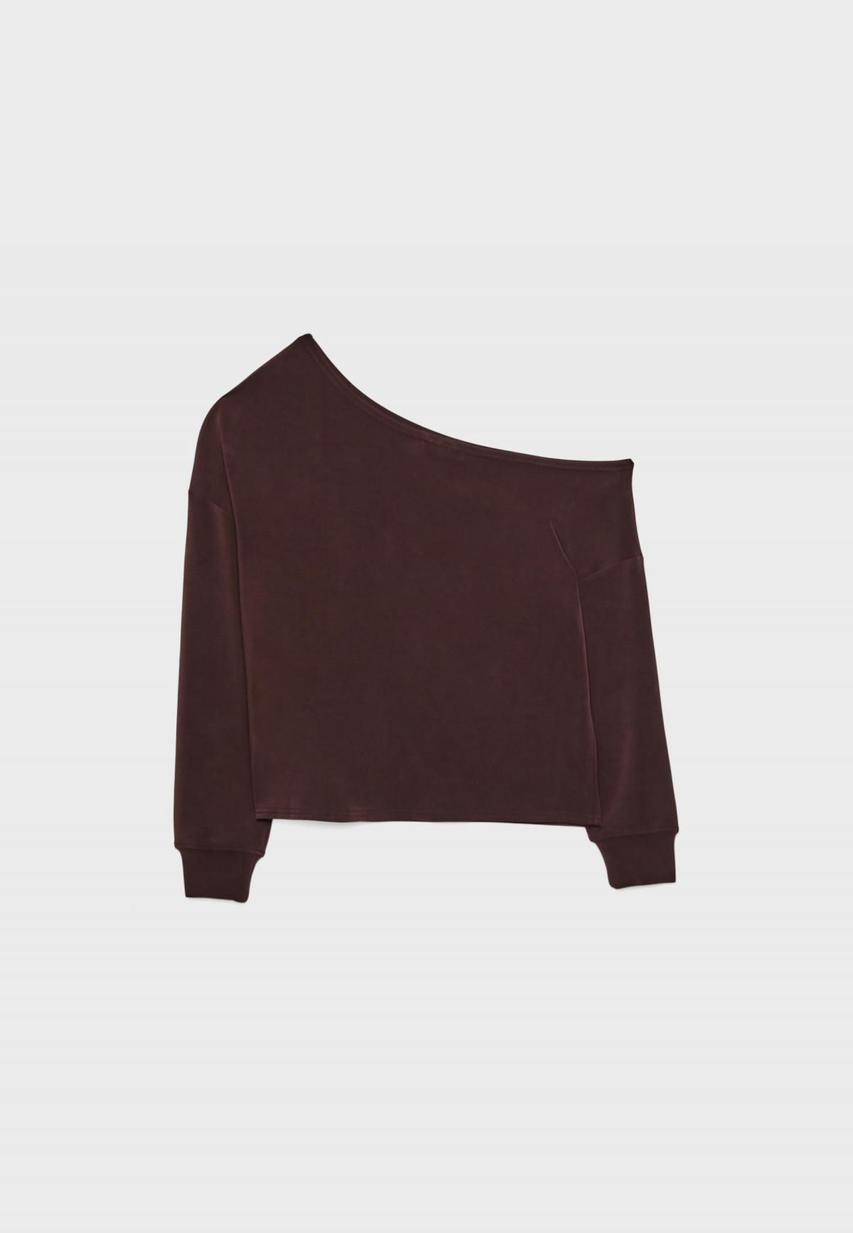 스트라디바리우스 소프트 모달 오프숄더 긴팔 스웨트셔츠 8724/371 BROWN - 상세 이미지 2