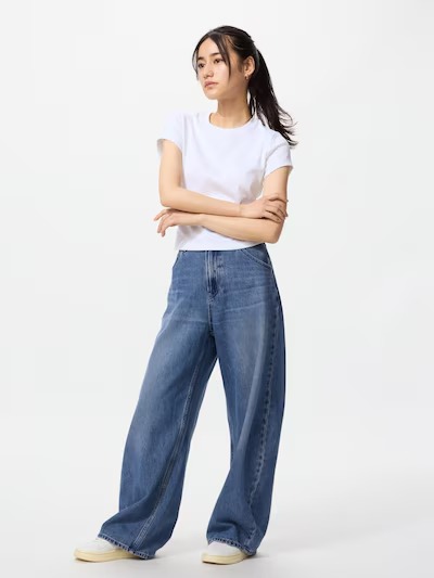 유니클로 청바지 여성용 숏기장 배기 커브 데님팬츠 480740 - 상세 이미지 5