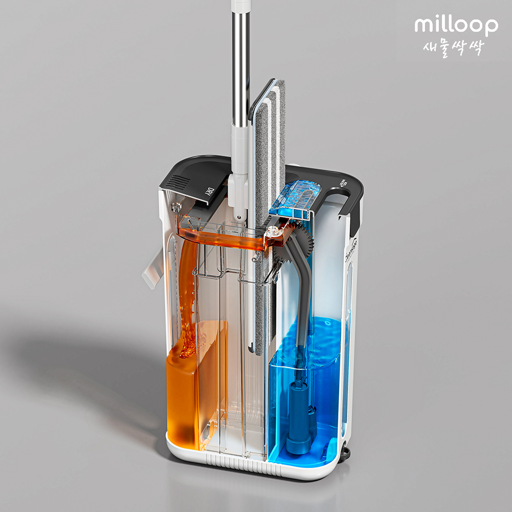 milloop 새물싹싹 펌프식 자동세척 밀대걸레 노터치 극세사 가정용 업소용 바닥청소 - 상세 이미지 4