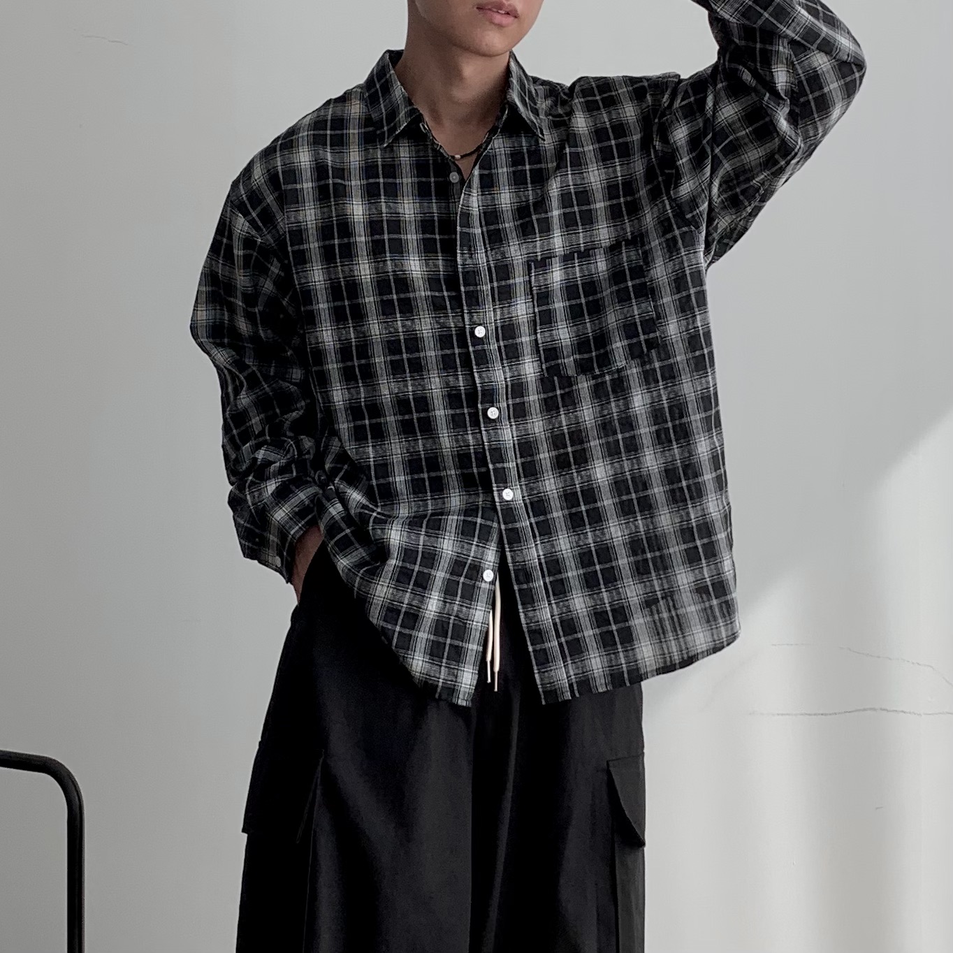 남자가을남방 남자체크남방 구김없는셔츠 이미지 7