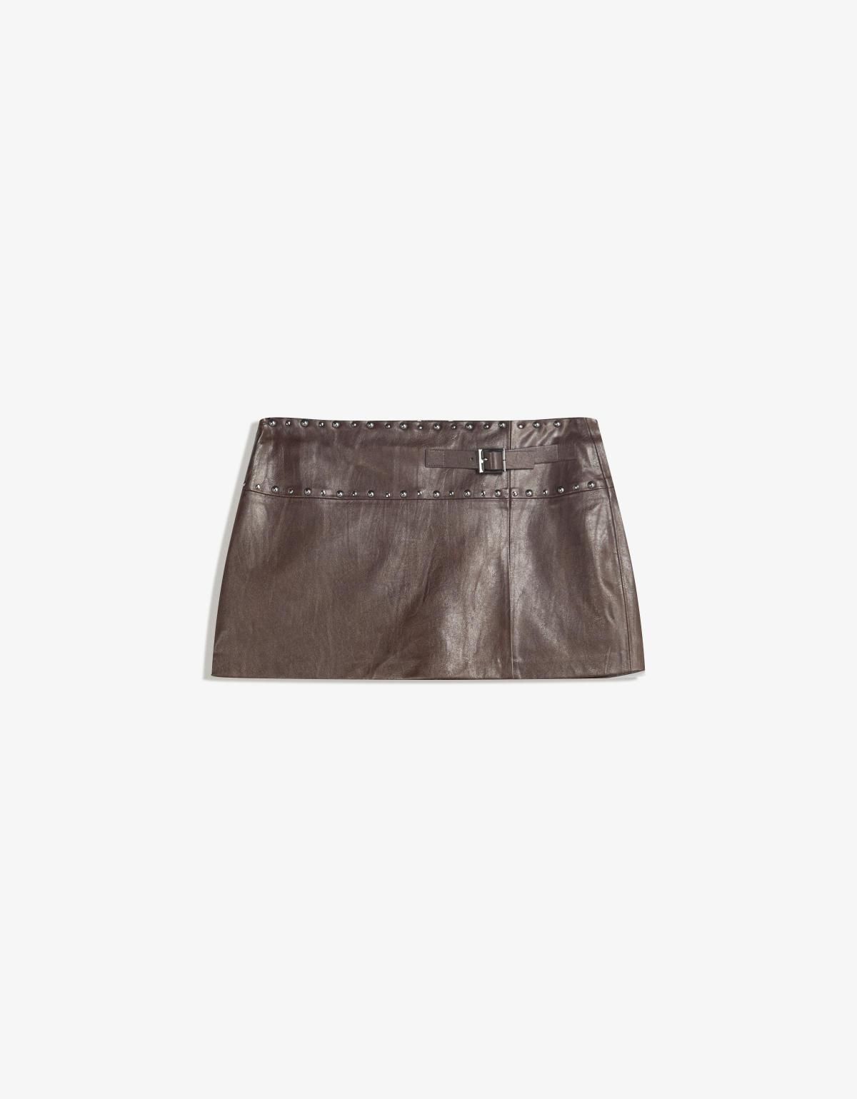 버쉬카 레더 이펙트 미니 스커트 6083/677 BROWN - 메인 이미지