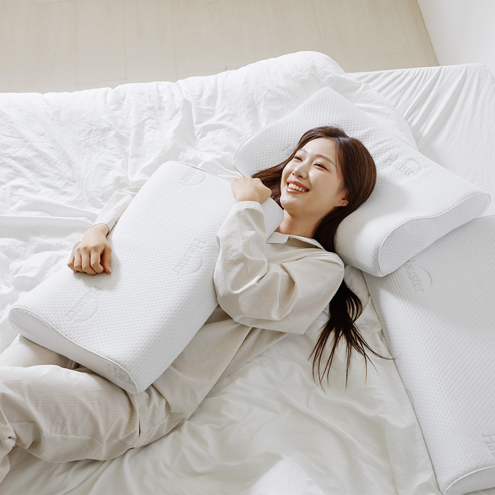 하우스터 천연 라텍스베개 일자목 경추 기능성 꿀잠베개 극소형