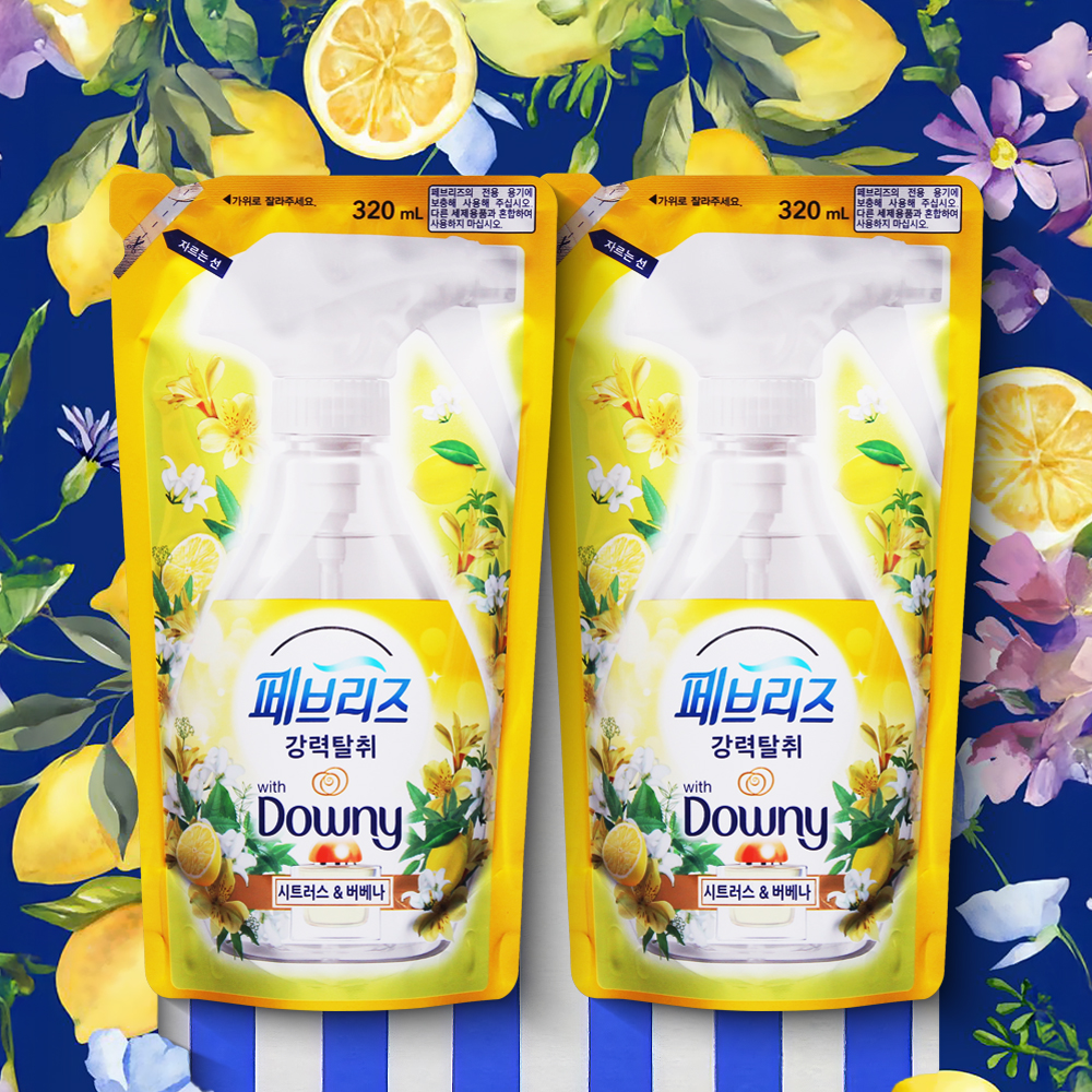 페브리즈 리필 다우니 시트러스버베나향 섬유탈취제 320ml 2개 강력탈취 섬유향수 - 메인 이미지