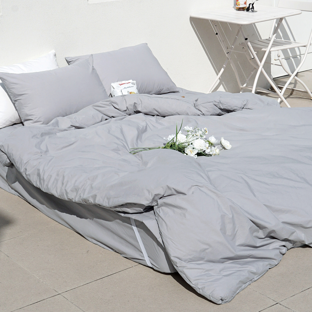 허쉬 60수 고밀도 바이오워싱 순면 옥수수솜 무봉제 차렵이불 애쉬그레이, Q(퀸)