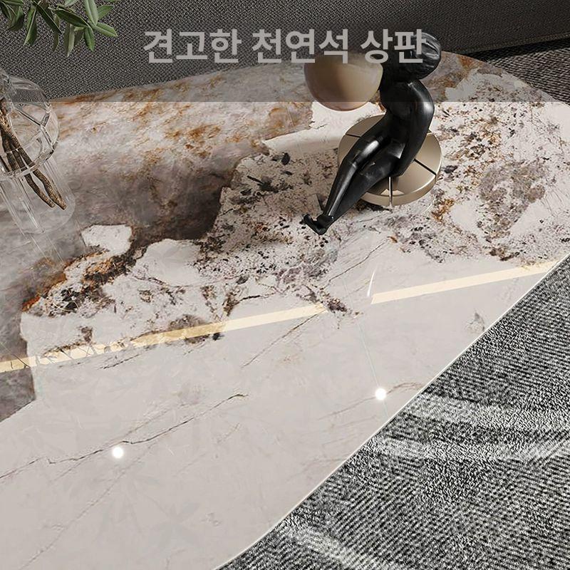 테이블 대리석거실테이블 북유럽 대리석테이블 쇼파 조립 마블대리석 소파테이블 탁자 눈산 화이트 160x75x40 없음 조립 - 상세 이미지 4