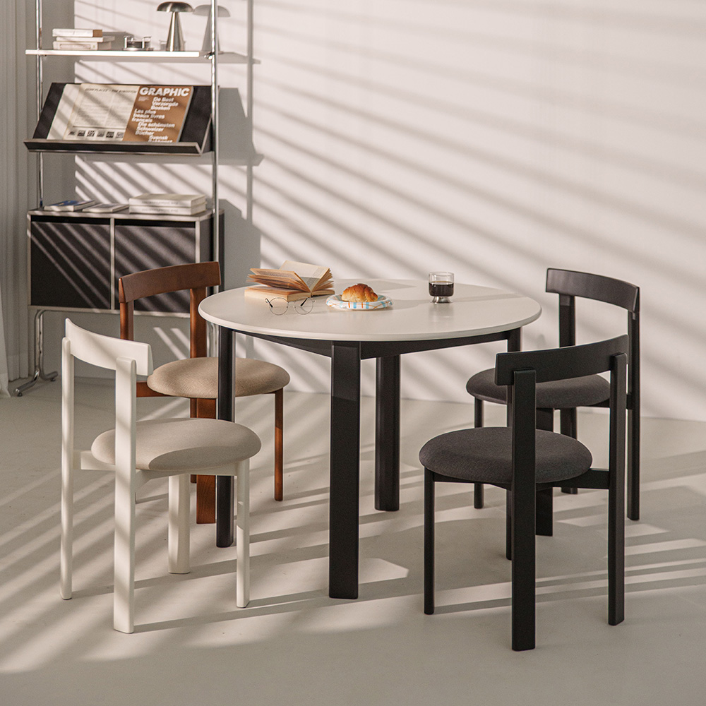 베크 원목 고무나무 식탁의자 인테리어 기능성 패브릭 카페의자