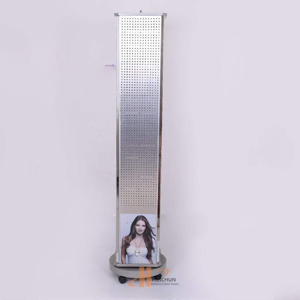 매장용 스탠딩 진열대 철제 타공보드 전시 선반 거치대 실버 쇼트 130cm - 상세 이미지 4