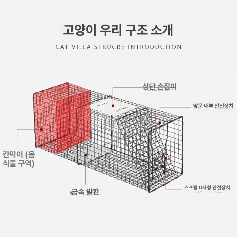 포획틀 너구리 고양이 야생 강아지 유기견 야생동물 들개 족제비 퇴치 블랙 고정형 접이식 불포함 S-소형-60x20X18 - 상세 이미지 5