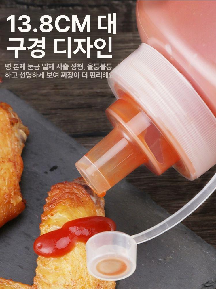 식당용 소스통 잘나오는 넓은 입구넓은 용기 빅사이즈 컵솔 입이 오렌지 잼 시럽 소스병 넓은 입 180ml 오렌지5개세트 - 상세 이미지 2