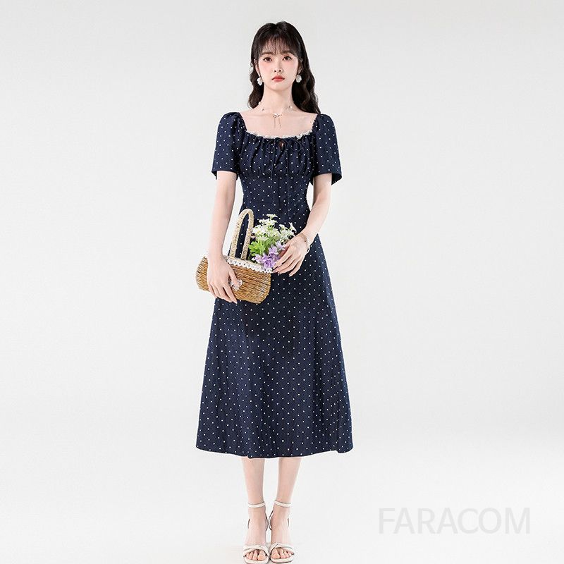 여성 텐셀 스퀘어넥 레이스업 데님 원피스 여름 바캉스룩 시원한 착용감 편안한 여행용 민소매 스타일링 - 상품 이미지