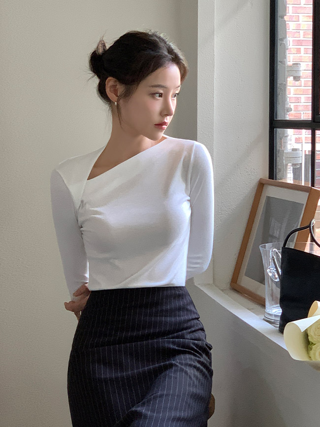 언발 사선 볼레로 긴팔 티셔츠 ts4711 - 상세 이미지 2
