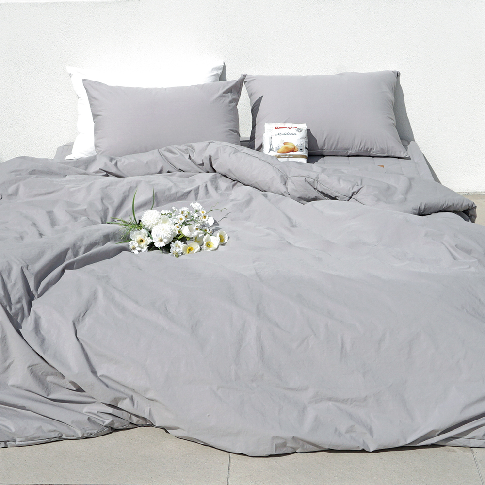 허쉬 60수 고밀도 바이오워싱 순면 옥수수솜 무봉제 차렵이불 애쉬그레이, Q(퀸)