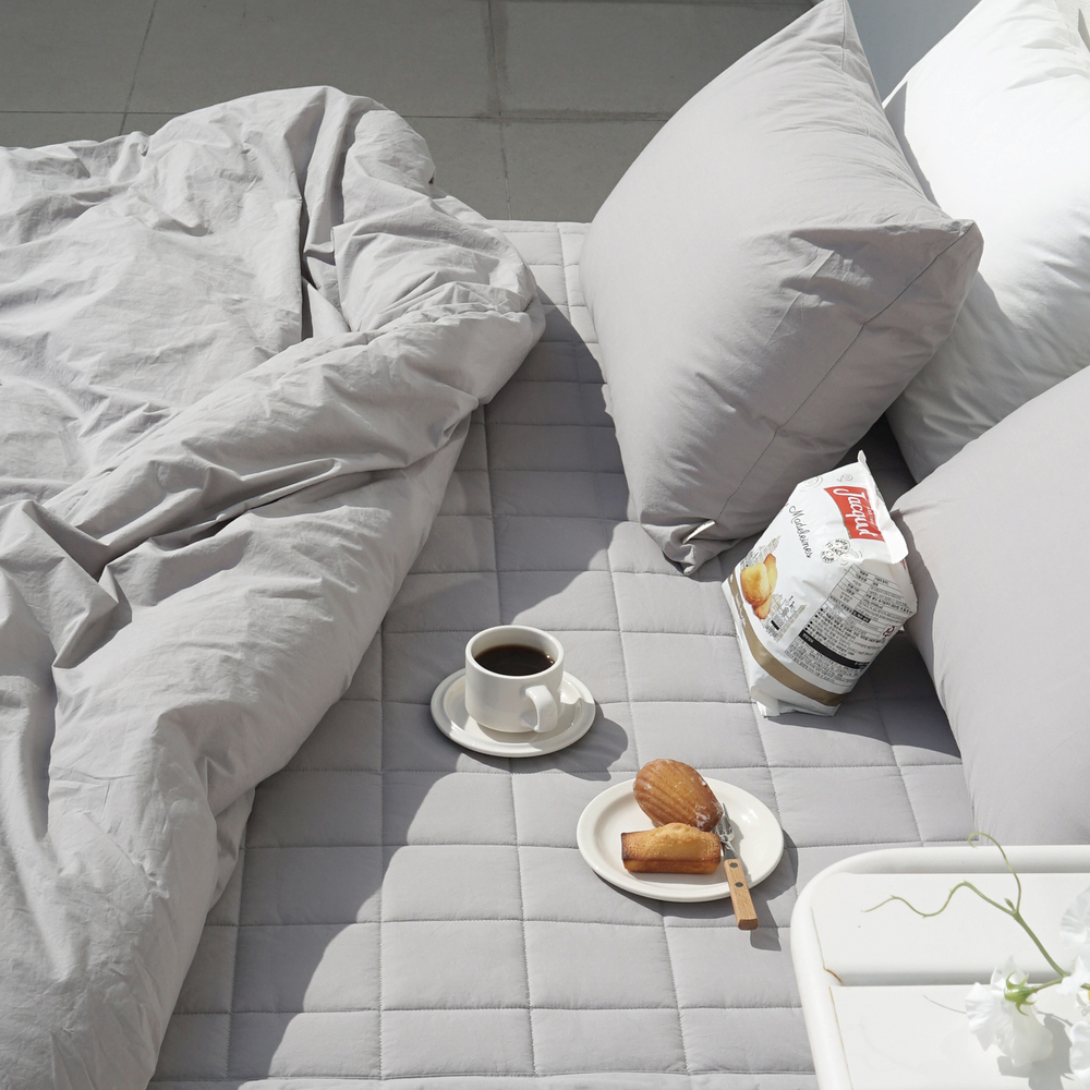 허쉬 60수 고밀도 바이오워싱 순면 고정밴딩 침대패드 애쉬그레이, SS(슈퍼싱글)