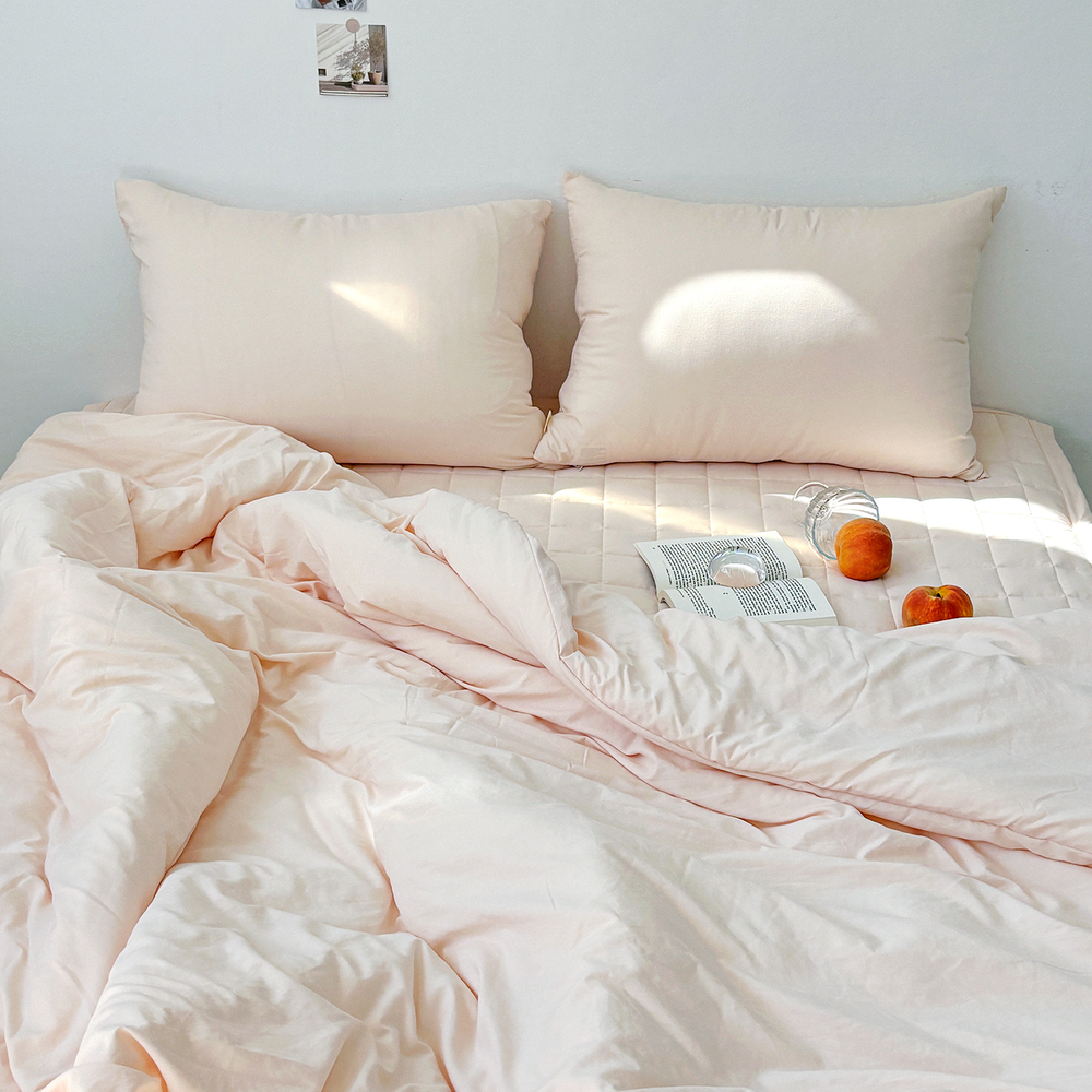 부드러운 아멜리 워싱 사계절 옥수수솜 무봉제 차렵이불 줄리엣 피치, Q(퀸)