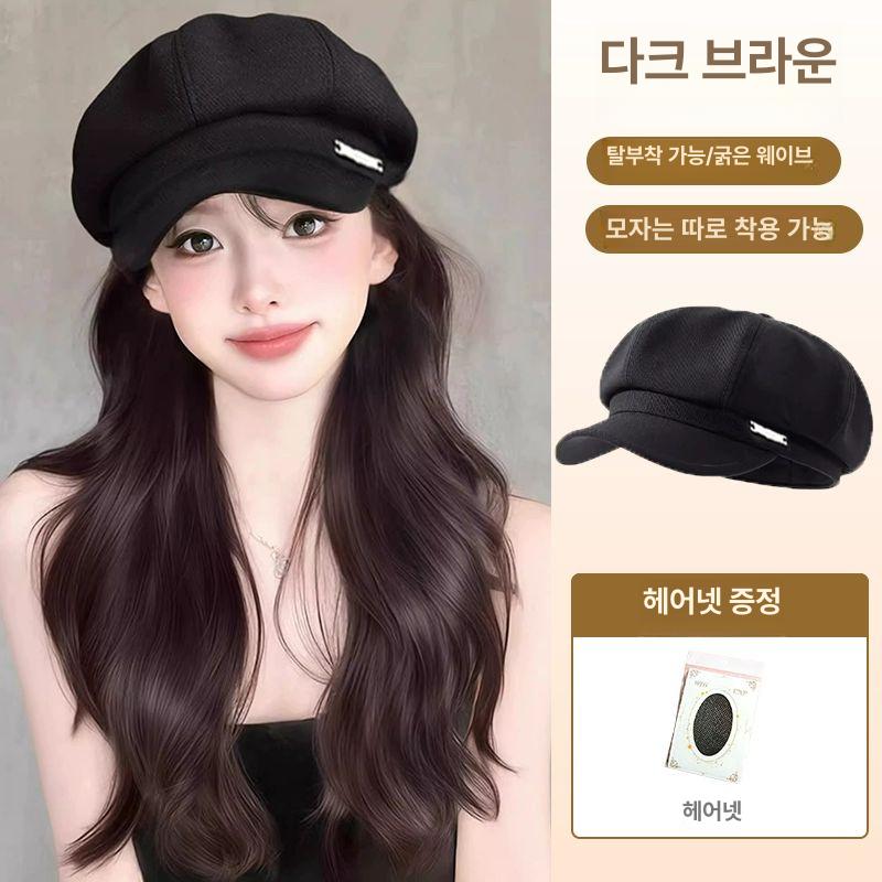 가발달린모자 항암가발 모자가발 업그레이드 하드핏 모자 블랙티 A 이미지 8
