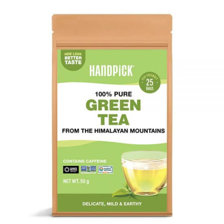 Besuche den HANDPICK-Store [해외]HANDPICK HANDPICK, 녹차 티백 - 25개 I인도 히말라야산 100 순수 잎I환경을 고려한 둥근 티백, 뜨거운 차 또는 아이스티를 끓입니다.  02-Gruner
