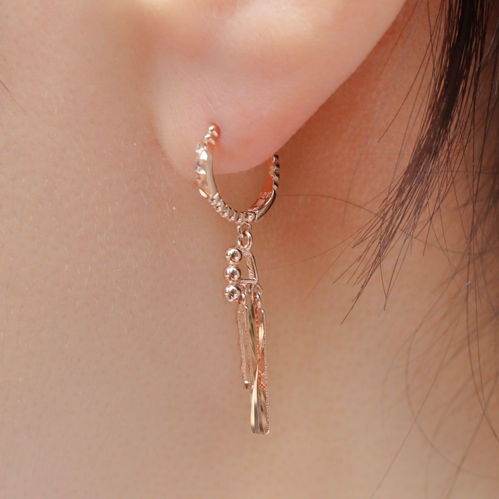 18K 글린트 볼 커팅 원터치 드롭 귀걸이 기념일 연인 선물 여성용 데일리 - 상세 이미지 4