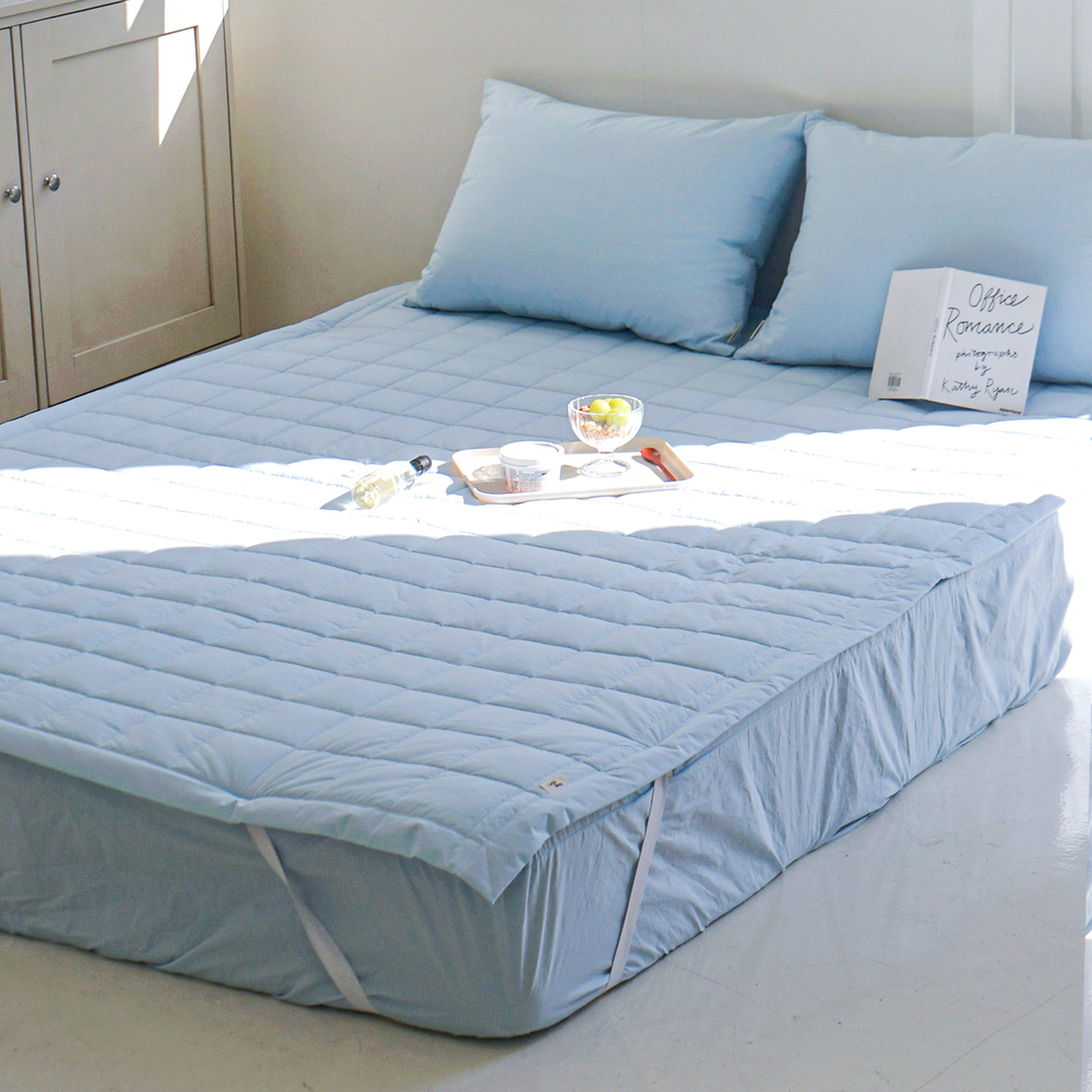 허쉬 60수 고밀도 바이오워싱 순면 고정밴딩 침대패드 헤븐즈 블루, DK(더블킹)