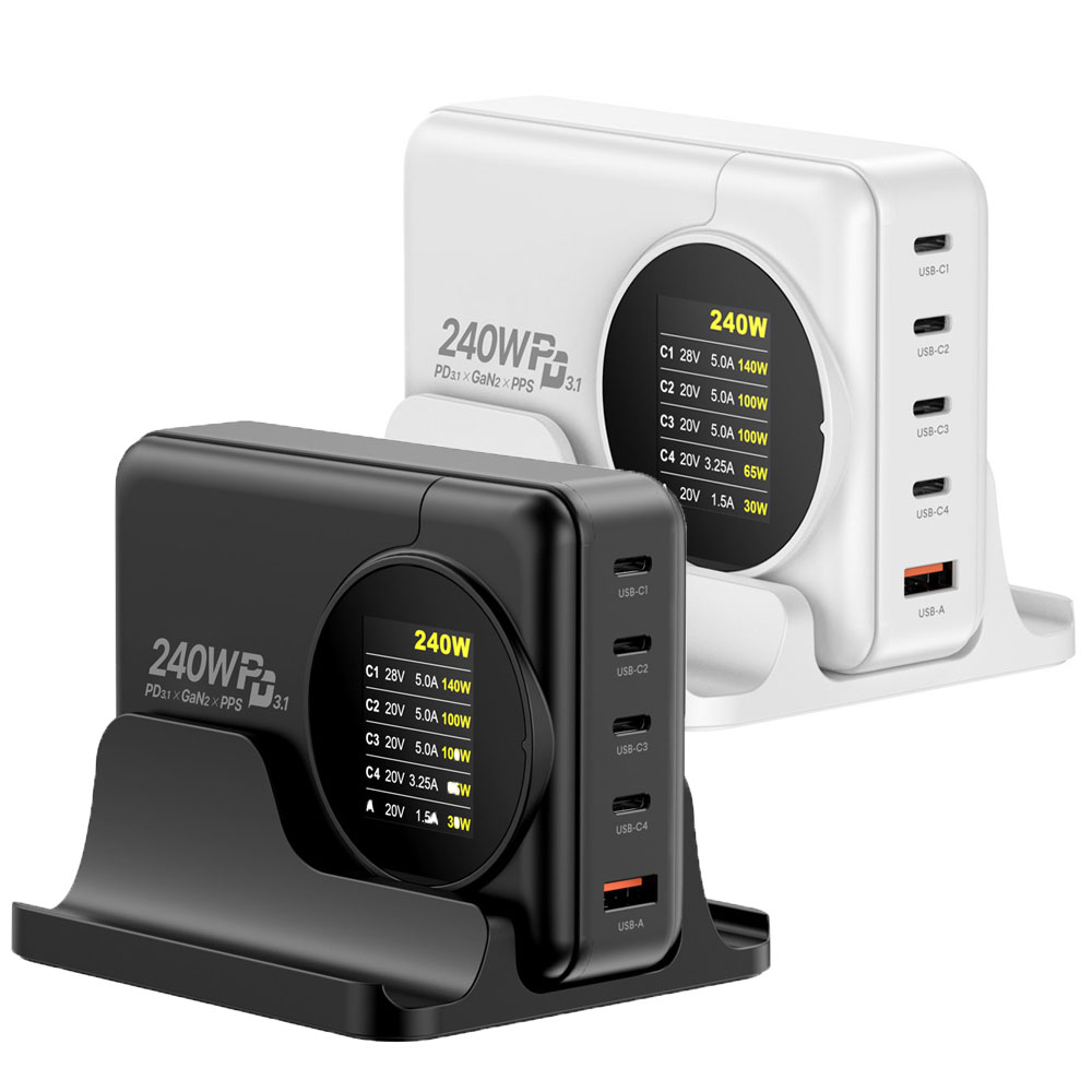 LED 디스플레이 PD USB C타입 PPS 노트북 초고속멀티 GAN충전기 LCD240W