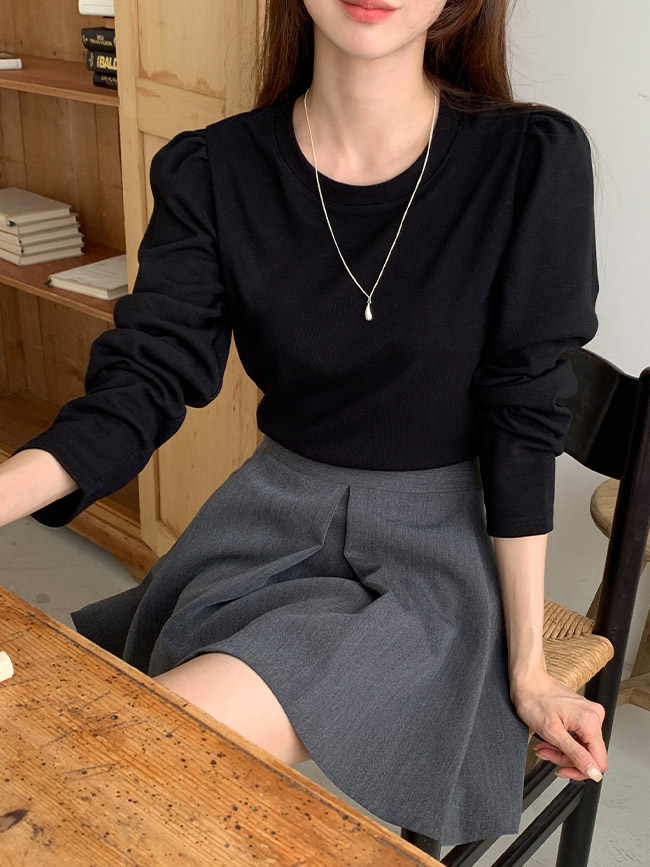 [자체제작] (MADE블라우스같은티셔츠) 라운드넥 퍼프 긴팔 티셔츠 ts2959 - 상세 이미지 2