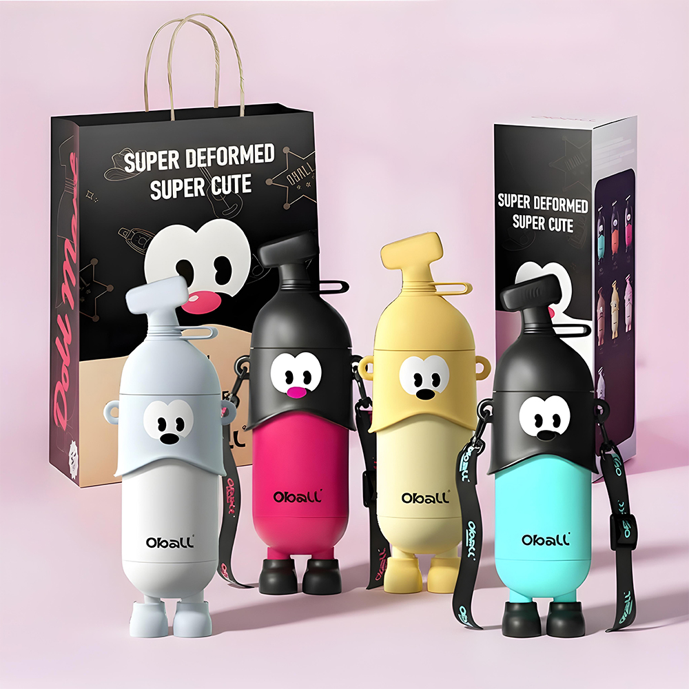 도도 오볼텀블러 400ml 스텐316 초등학생 유치원 어린이집 선물 빨대 스트랩 물병 - 상품 이미지