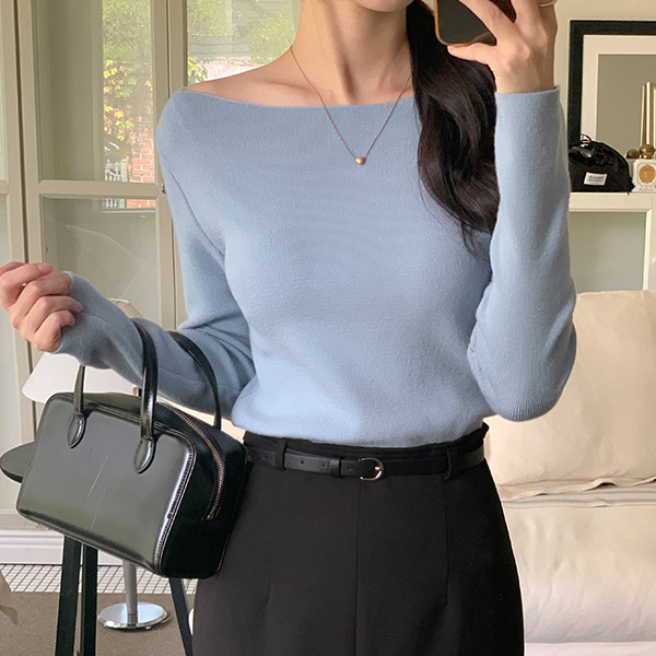 여리여리핏 루즈 니트 긴팔 보트넥 데일리 출근룩 가을 기본템 nt5160