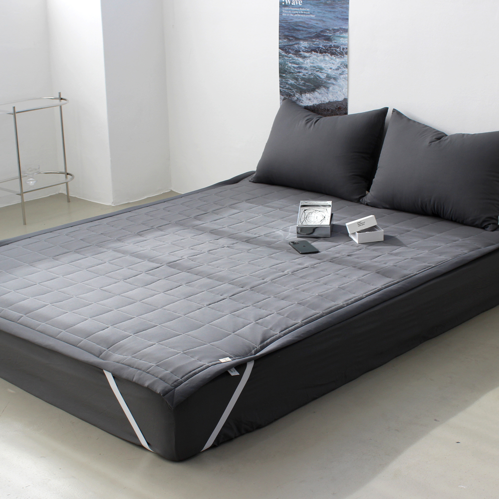 부드러운 아멜리 워싱 고정밴딩 침대패드 느와르 차콜, SS(슈퍼싱글)