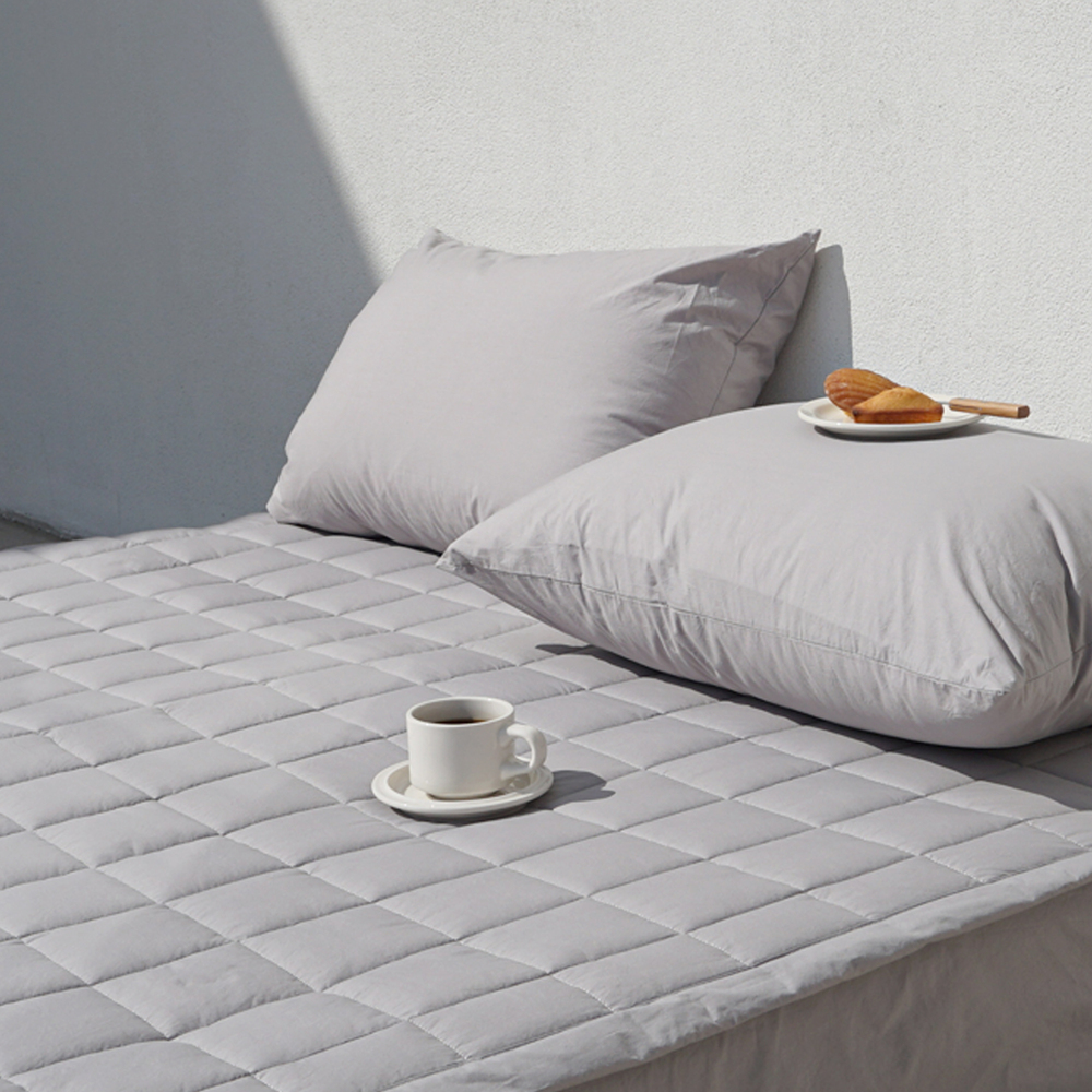 허쉬 60수 고밀도 바이오워싱 순면 고정밴딩 침대패드 애쉬그레이, SS(슈퍼싱글)