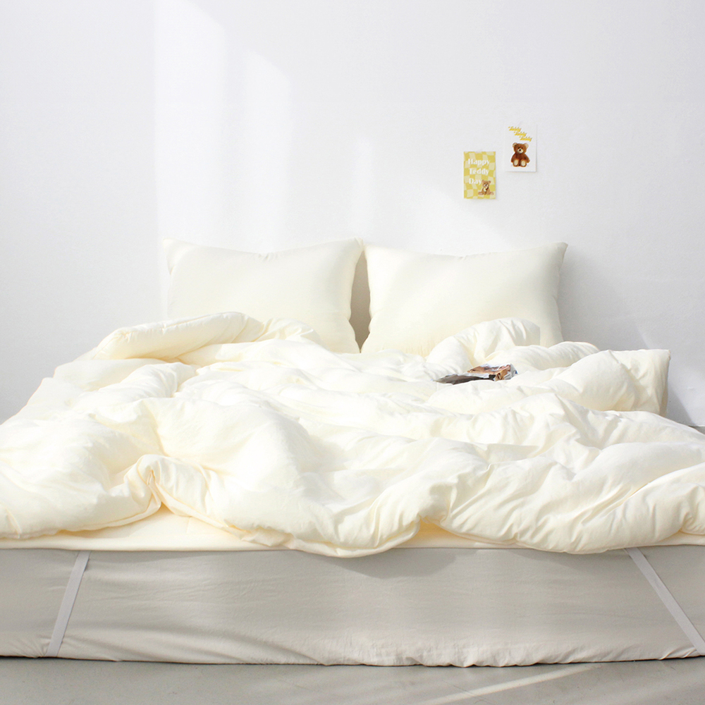 부드러운 아멜리 워싱 사계절 옥수수솜 무봉제 차렵이불 펄 아이보리, Q(퀸)