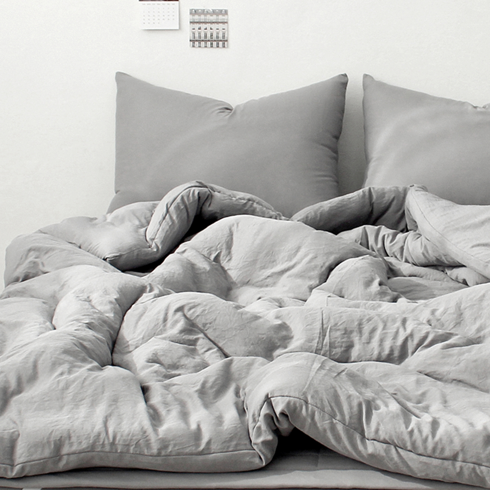 부드러운 아멜리 워싱 사계절 옥수수솜 무봉제 차렵이불 얼티 그레이, Q(퀸)