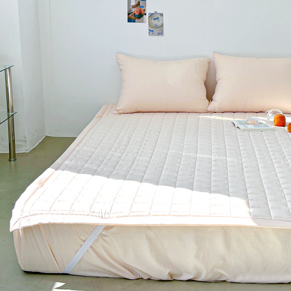 부드러운 아멜리 워싱 고정밴딩 침대패드 줄리엣 피치, DK(더블킹)