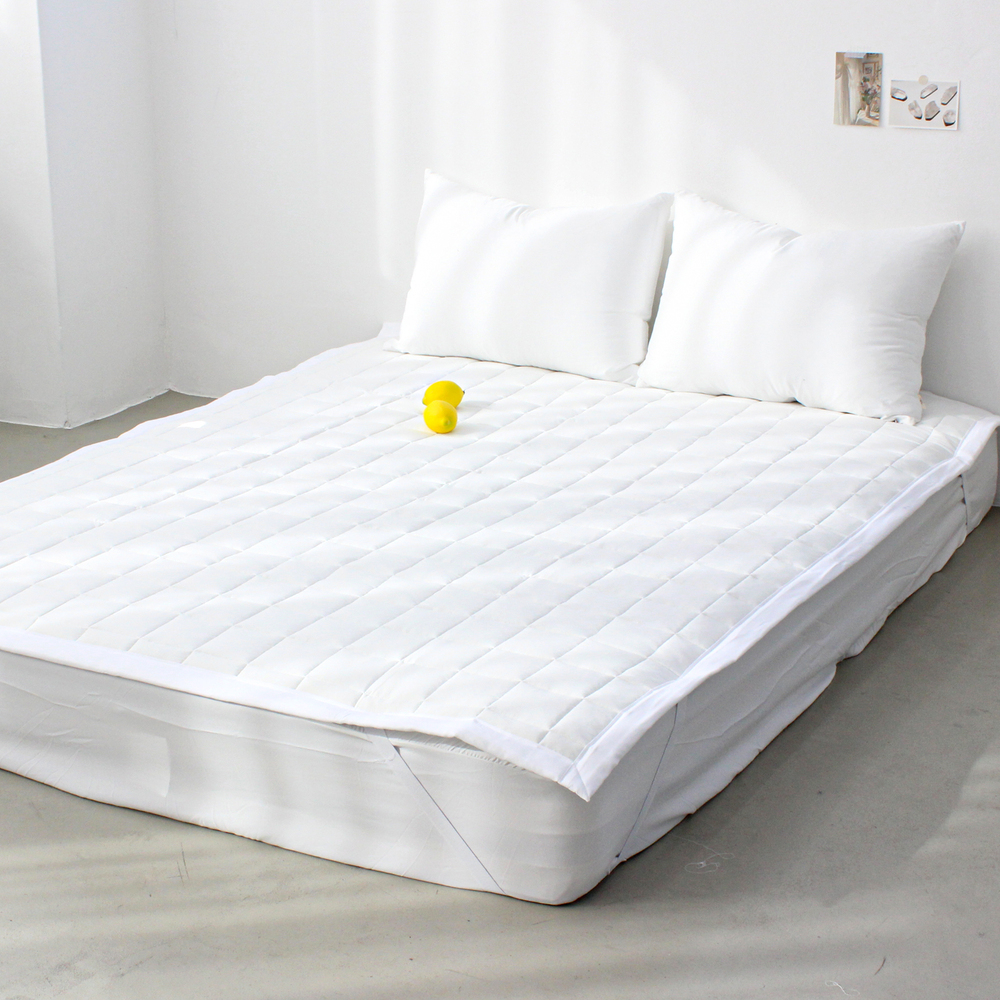 부드러운 아멜리 워싱 고정밴딩 침대패드 멜로우 화이트, Q(퀸)