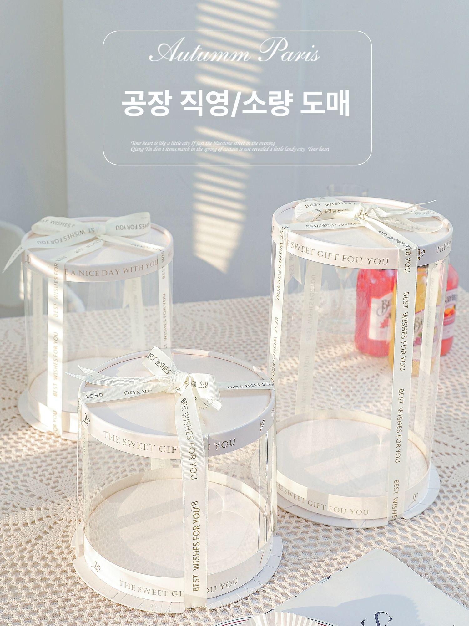 원형 투명 케이크 둥근 용기 상자 뚜껑 케익상자 포장 케잌 카페 테이크아웃 원형박스 심플 50세트 4인치 이층 18x18x20 - 상세 이미지 2