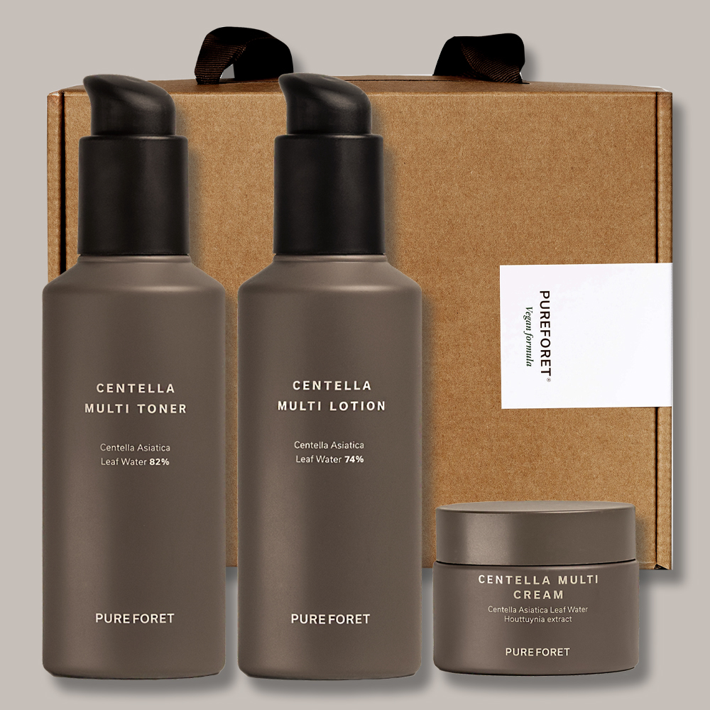 [선물포장] 퓨어포레 센텔라 시카 수분 진정 보습 순한 스킨 로션 크림 기초화장품 3종세트 제품 이미지