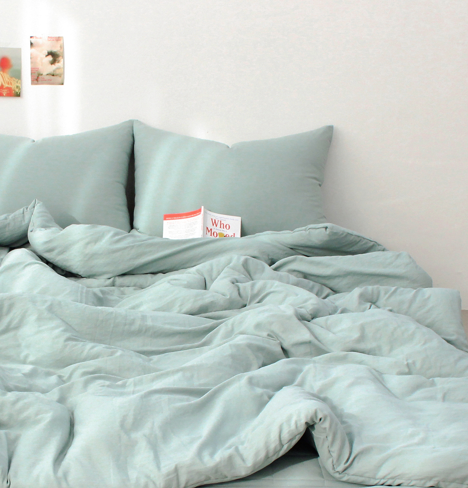 부드러운 아멜리 워싱 사계절 옥수수솜 무봉제 차렵이불 미스티 제이드, SS(슈퍼싱글)