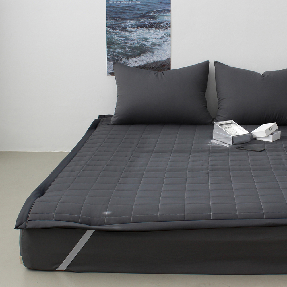 부드러운 아멜리 워싱 고정밴딩 침대패드 느와르 차콜, SS(슈퍼싱글)